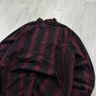 VINTAGE 00s HARLEY DAVIDSON STRIPED SHORT SLEEVE BUTTON UP SHIRT BLACK / RED