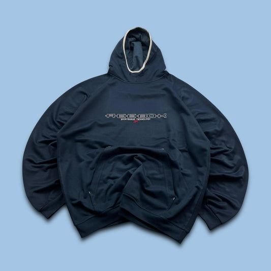 VINTAGE Y2K REEBOK SPELL OUT HOODIE NAVY