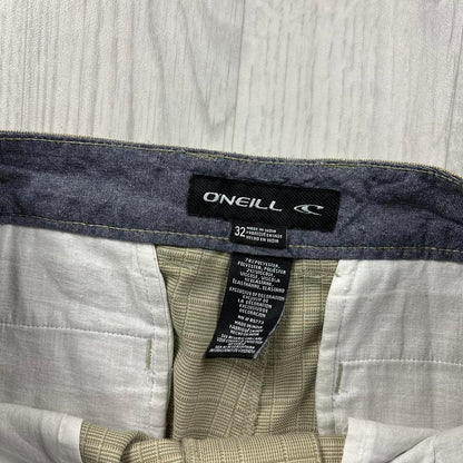 VINTAGE Y2K ONEILL BAGGY PLAID BOARD SURF SHORTS CREAM