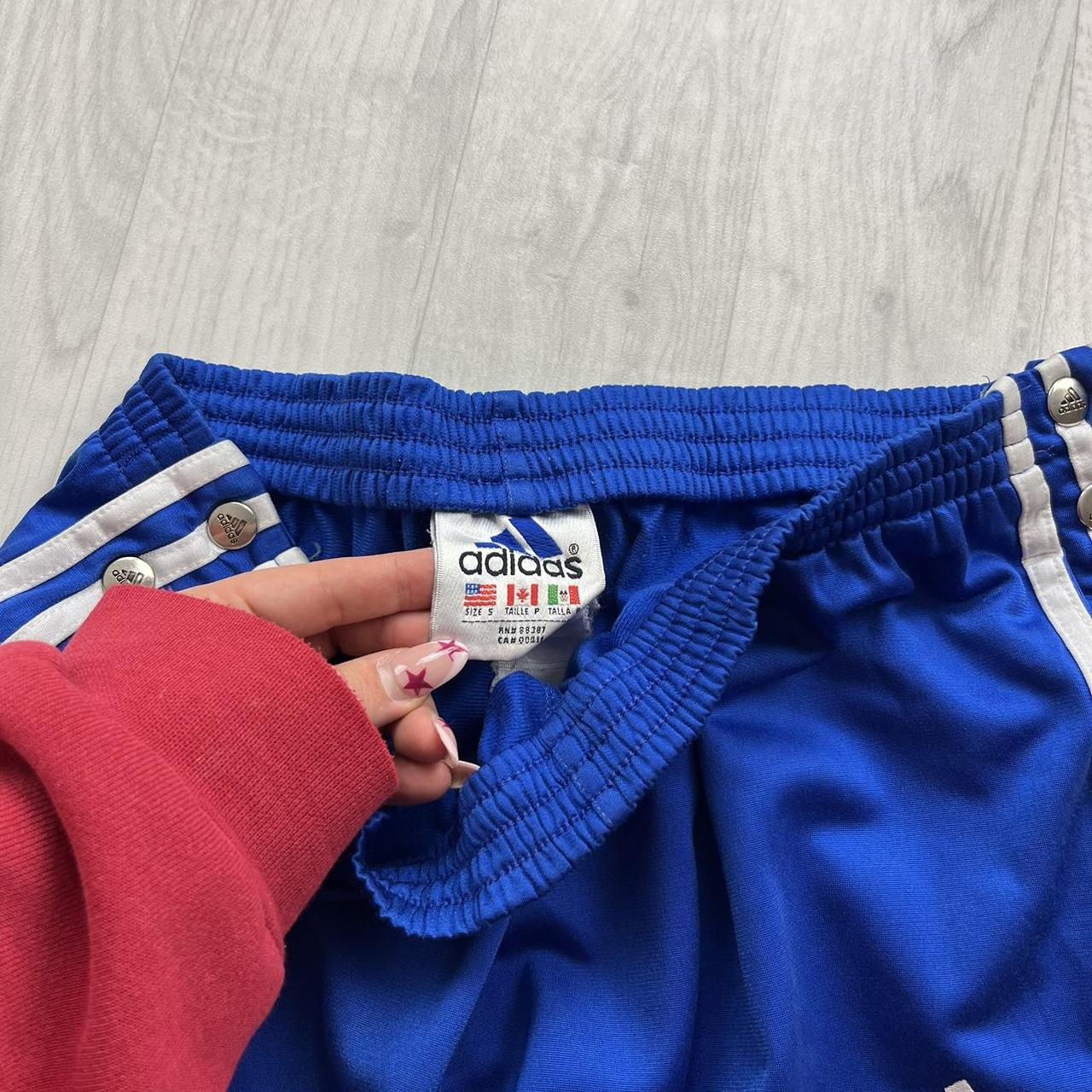 VINTAGE Y2K ADIDAS SIDE STRIPE POPPER BAGGY TRACKSUIT BOTTOMS BLUE
