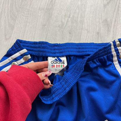 VINTAGE Y2K ADIDAS SIDE STRIPE POPPER BAGGY TRACKSUIT BOTTOMS BLUE