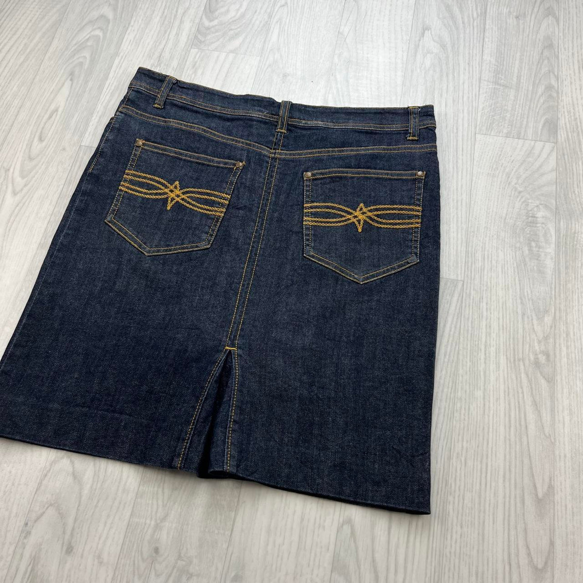 VINTAGE Y2K DENIM MIDI SKIRT NAVY BLUE
