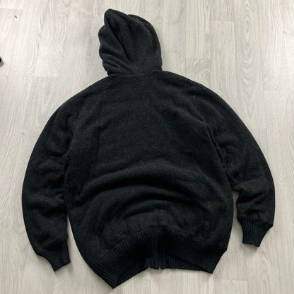 VINTAGE Y2K COLUMBIA KNITTED FLEECE HOODIE BLACK