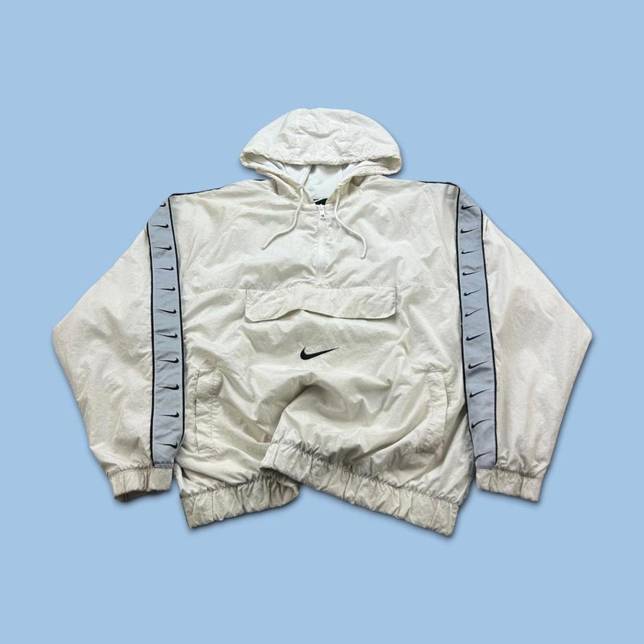 VINTAGE Y2K NIKE SWOOSH QUARTER ZIP WINDBREAKER JACKET WHITE
