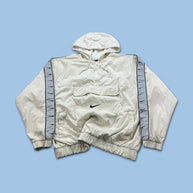VINTAGE Y2K NIKE SWOOSH QUARTER ZIP WINDBREAKER JACKET WHITE