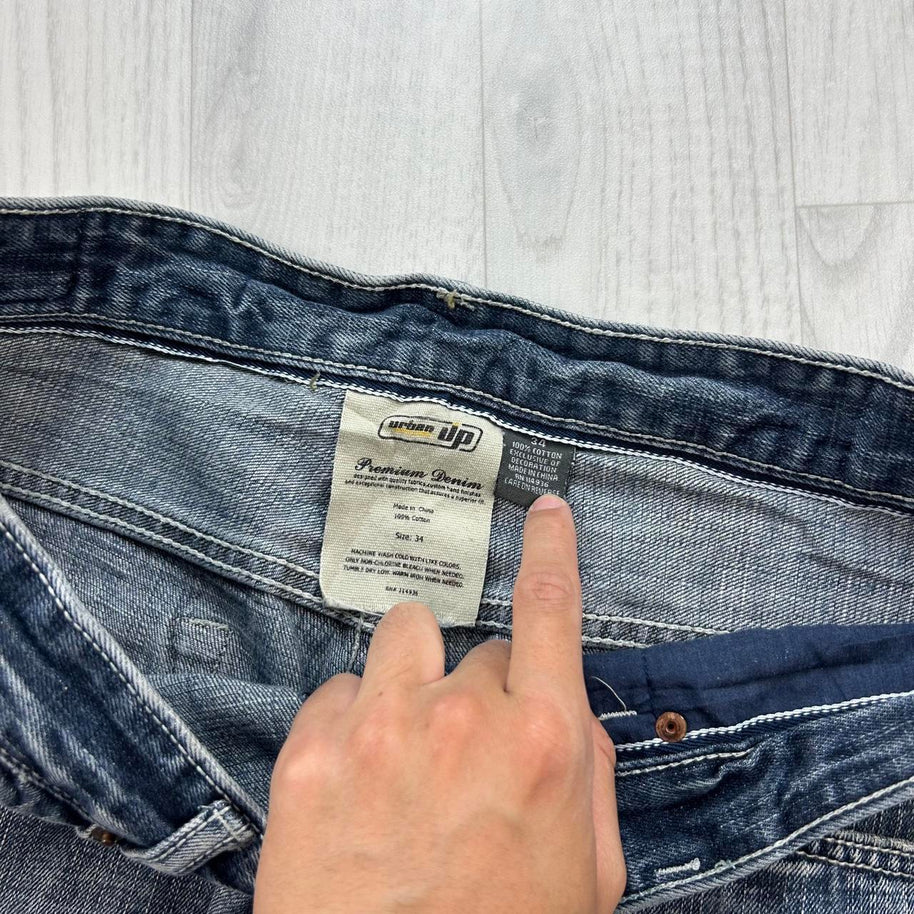 VINTAGE Y2K URBAN PIPELINE DENIM JORTS FADED BLUE