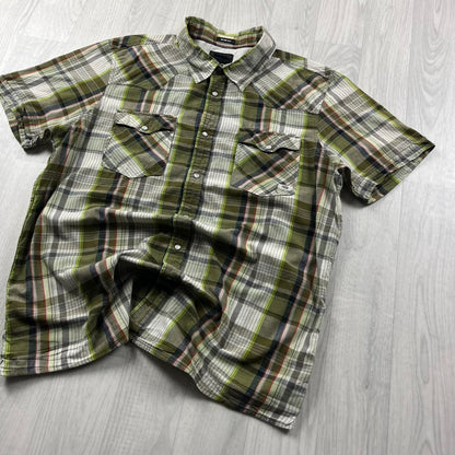 VINTAGE Y2K OAKLEY CHECKERED SHORT SLEEVE SHIRT GREEN