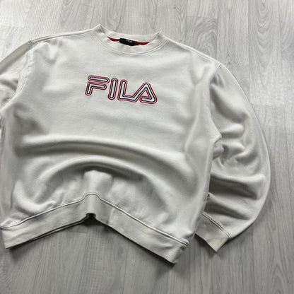 VINTAGE Y2K FILA SPELL OUT SWEATSHIRT WHITE
