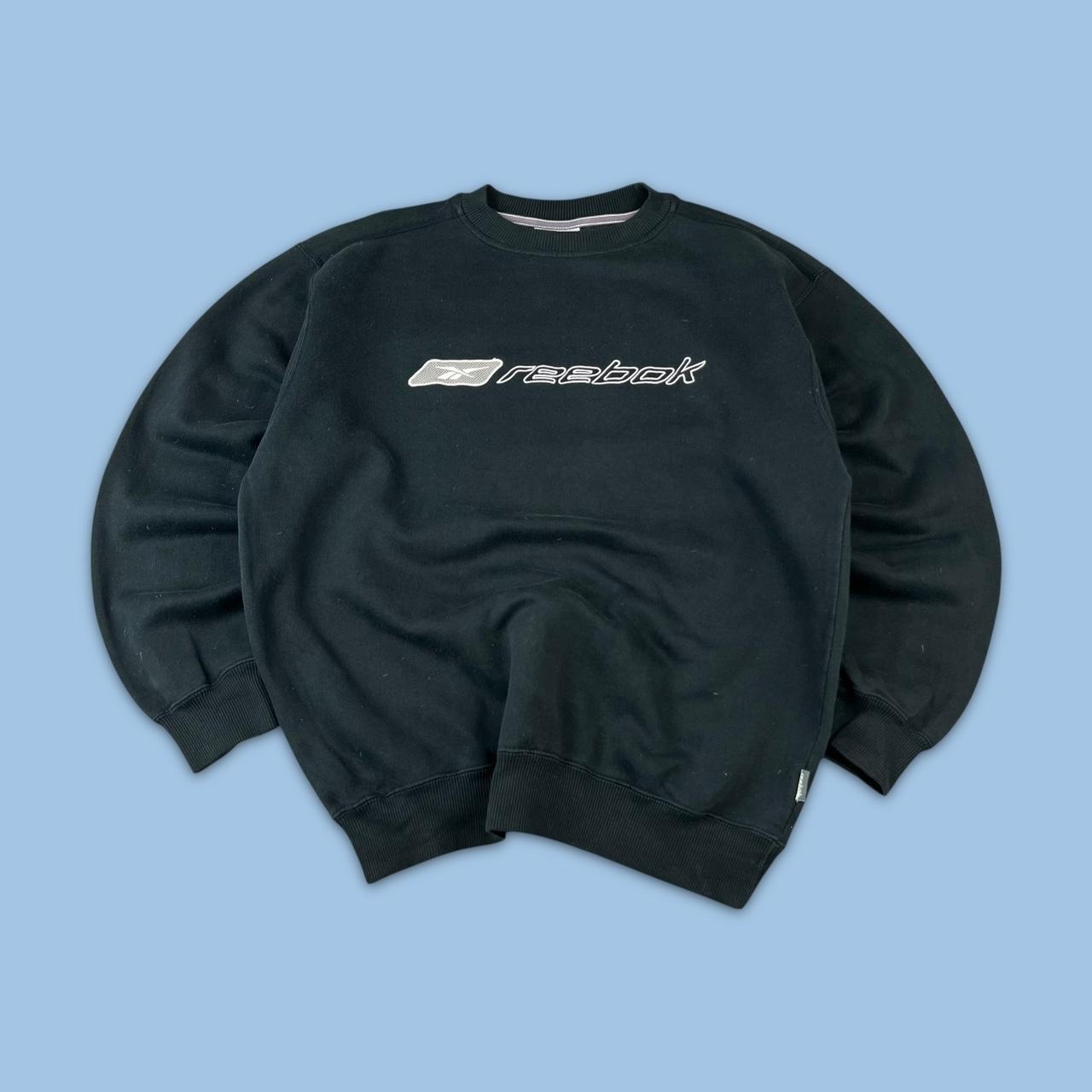 VINTAGE Y2K REEBOK SPELL OUT BOXY SWEATSHIRT BLACK