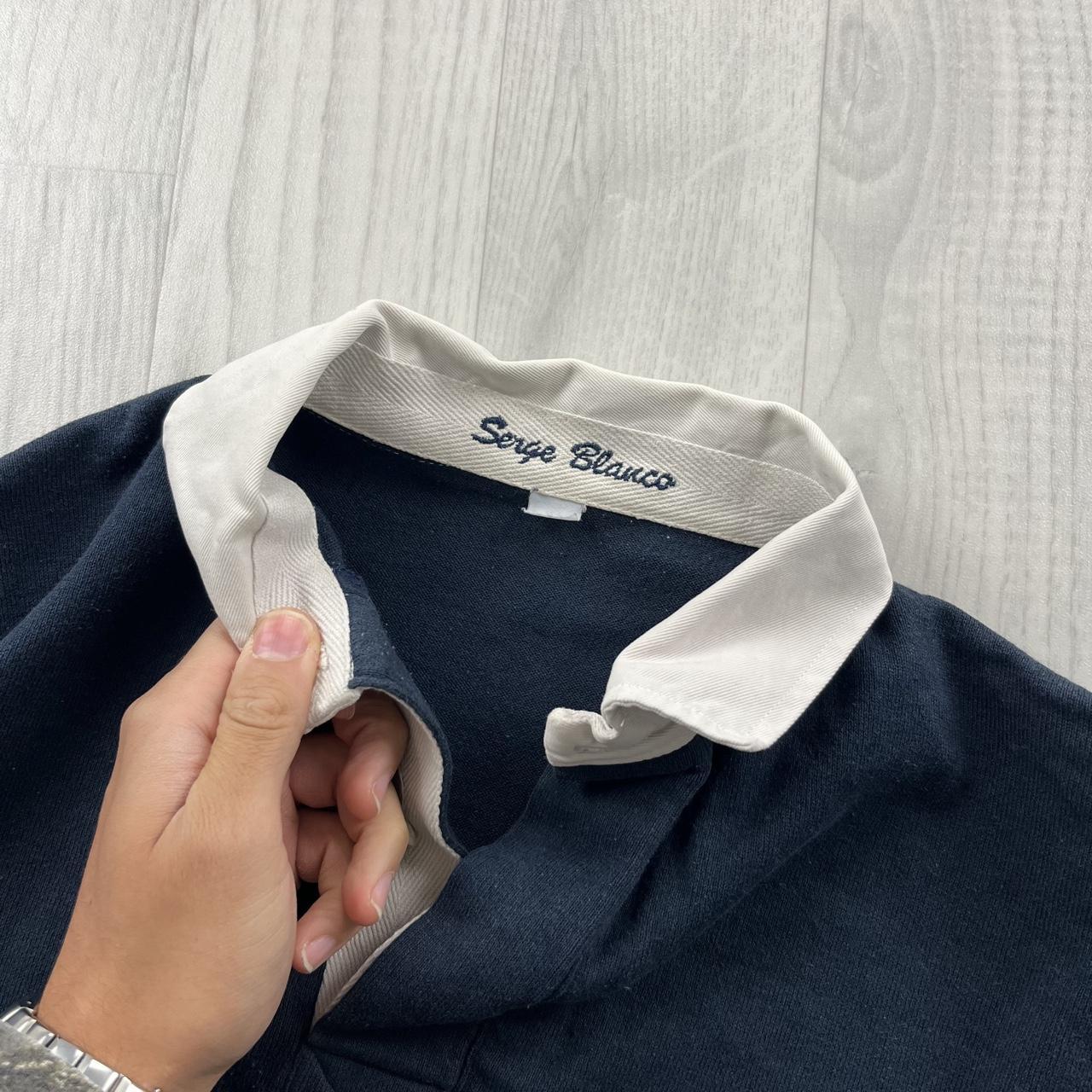 VINTAGE Y2K SERGE BLANCO HEAVY LONG SLEEVE RUGBY POLO SHIRT NAVY