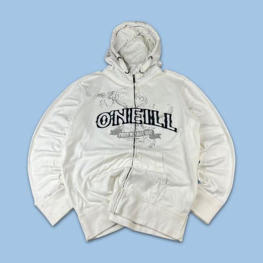 VINTAGE Y2K ONEILL SPELL OUT HOODIE WHITE