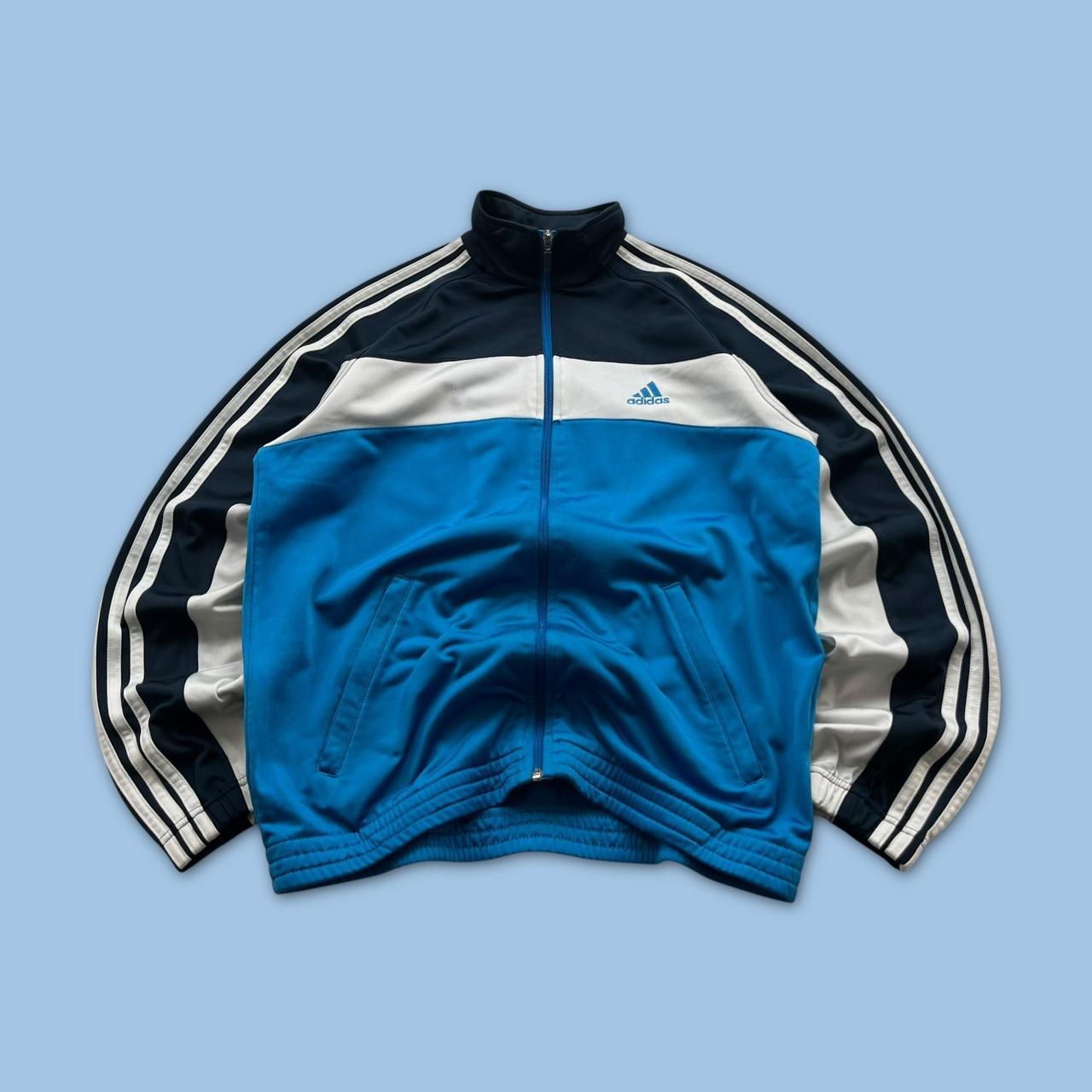 VINTAGE Y2K ADIDAS STRIPE WINDBREAKER TRACK JACKET BLUE