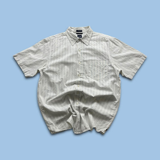 VINTAGE Y2K GAP SHORT SLEEVE STRIPED SHIRT WHITE