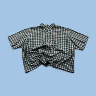 VINTAGE 00s RALPH LAUREN CHECKERED CROPPED SHORT SLEEVE BUTTON UP SHIRT GREEN