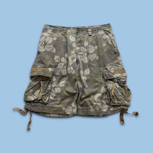 VINTAGE Y2K BAGGY LOOSE CAMO SHORTS KHAKI