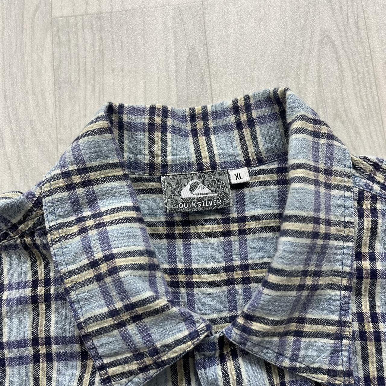 VINTAGE 90s QUIKSILVER PLAID SHORT SLEEVE SHIRT BLUE