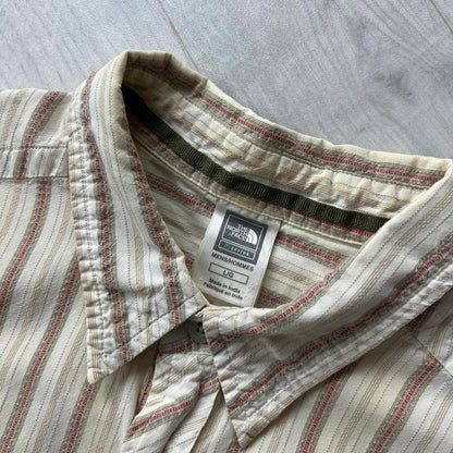 VINTAGE Y2K THE NORTH FACE STRIPED SHORT SLEEVE SHIRT CREAM