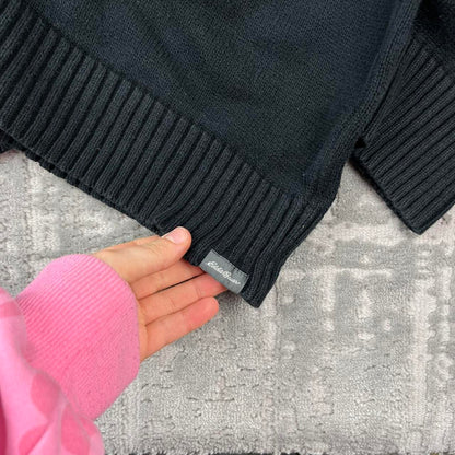 VINTAGE Y2K EDDIE BAUER CHUNKY QUARTER ZIP KNITTED JUMPER BLACK