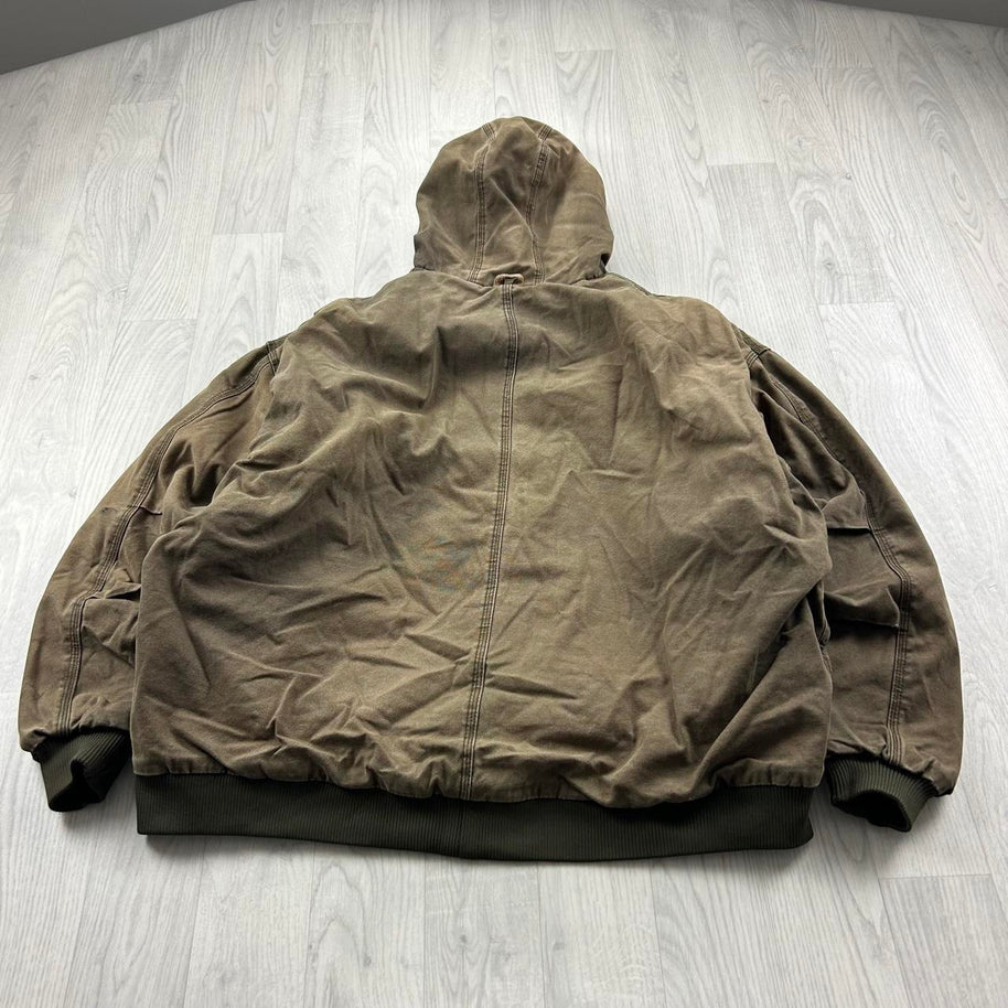 VINTAGE Y2K BERNE WORKWEAR ACTIVE HOODED BOMBER JACKET KHAKI