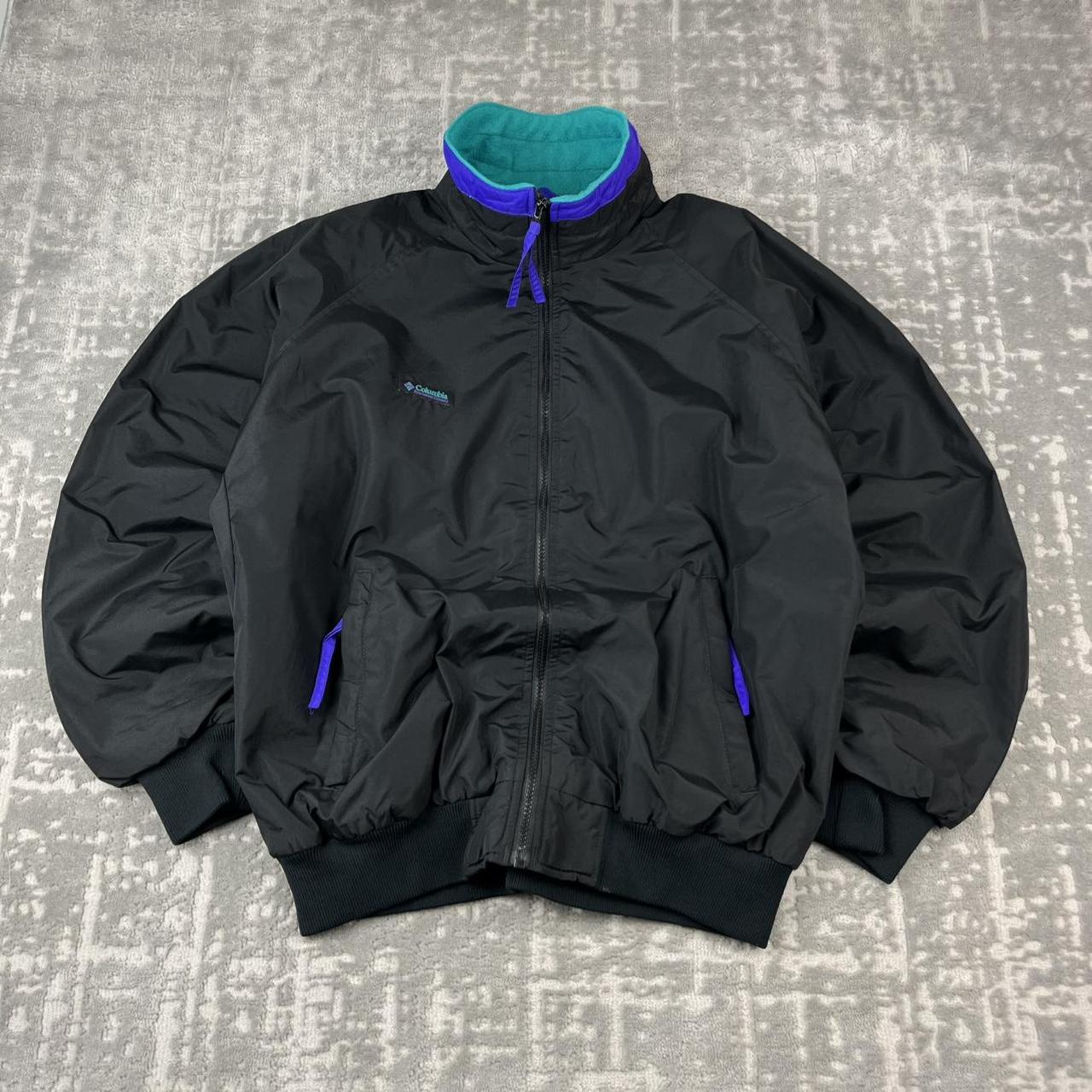 VINTAGE 00s COLUMBIA FLEECE LINED BOMBER JACKET BLACK