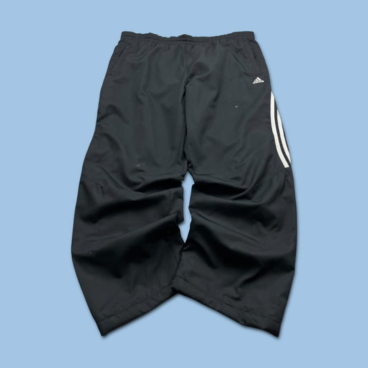 VINTAGE Y2K ADIDAS SIDE STRIPE BAGGY TRACKSUIT BOTTOMS BLACK