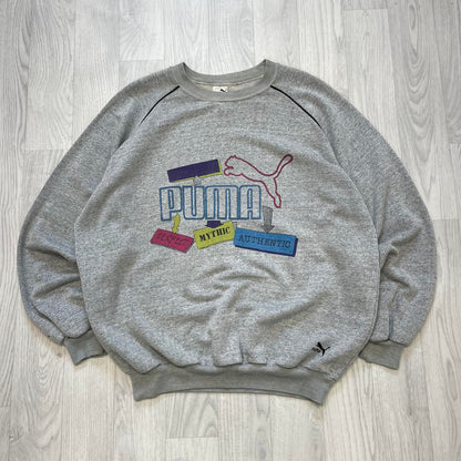 VINTAGE 90s PUMA GRAPHIC SWEATSHIRT GREY