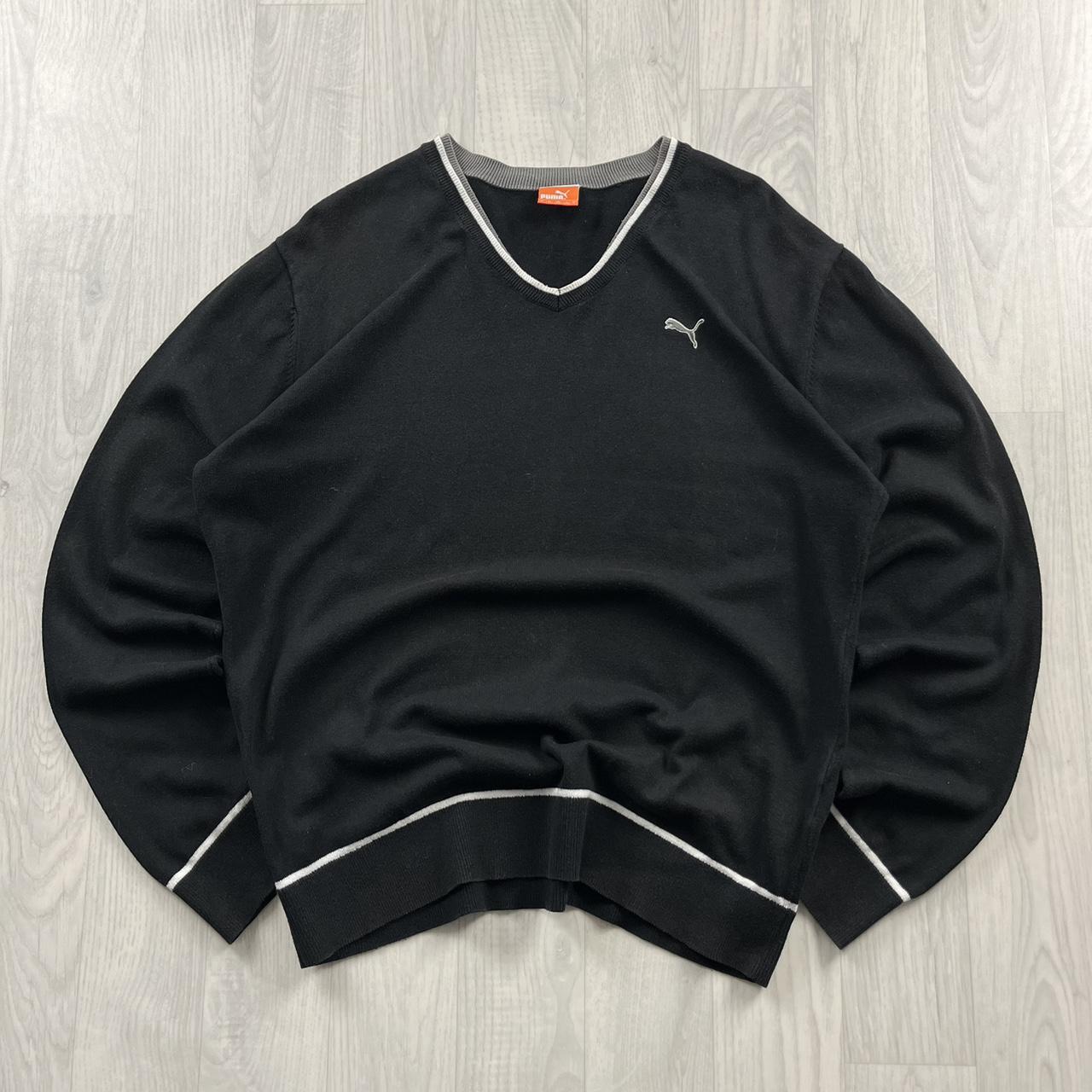 VINTAGE Y2K PUMA V NECK KNITTED JUMPER BLACK