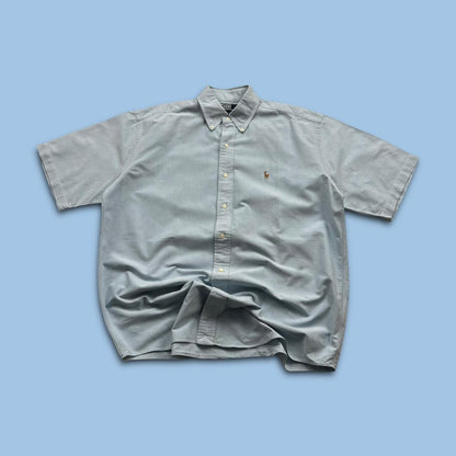 VINTAGE Y2K POLO RALPH LAUREN SHORT SLEEVE BUTTON UP SHIRT LIGHT BLUE