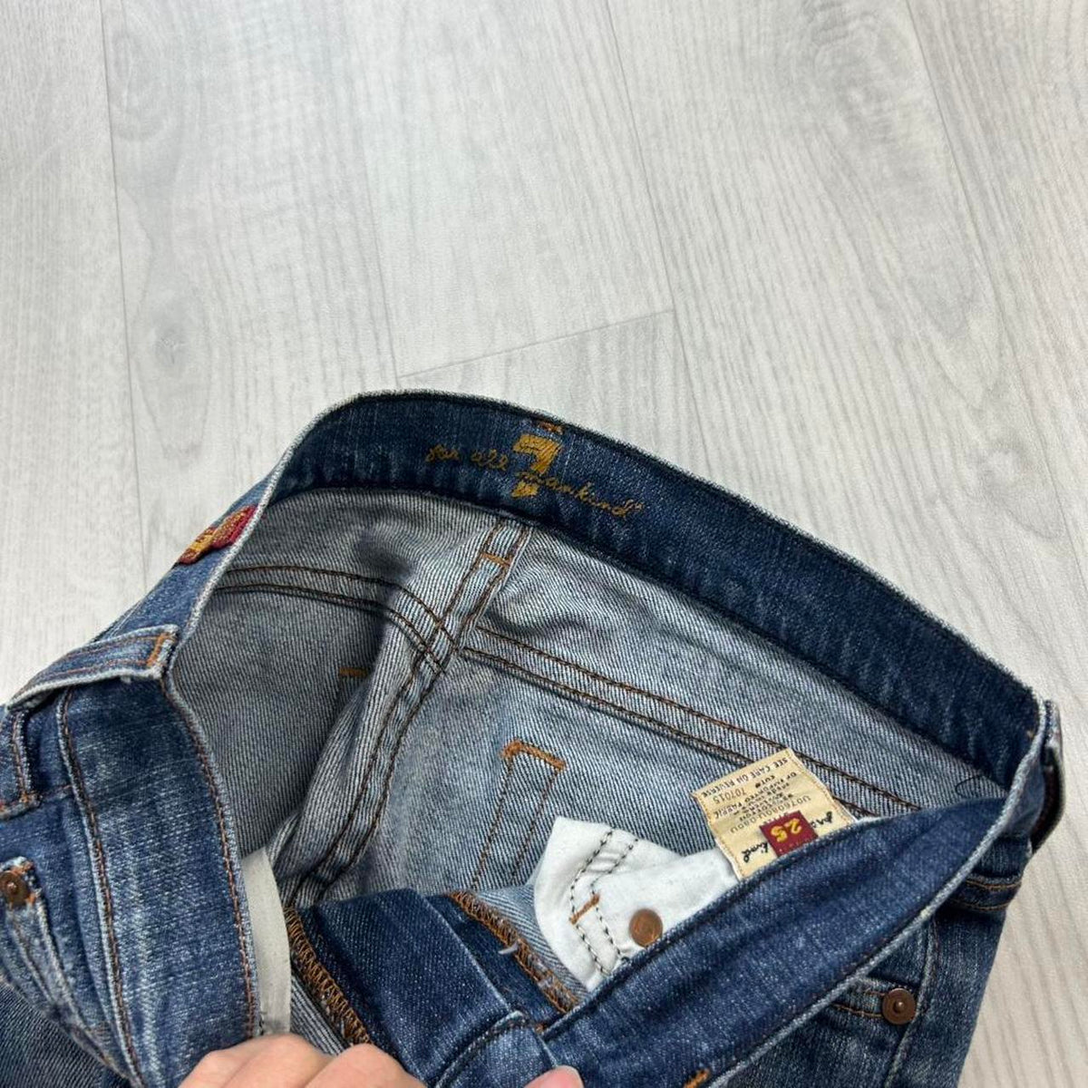 VINTAGE Y2K 7 FOR ALL MANKIND LOW RISE BOOTCUT FLARED JEANS NAVY BLUE