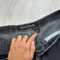 VINTAGE Y2K KOMAN BAGGY DENIM JORTS BLACK