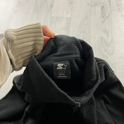 VINTAGE Y2K STARTER QUARTER ZIP FLEECE SWEATSHIRT BLACK