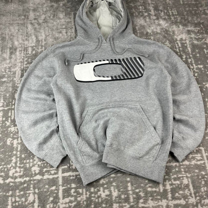 VINTAGE Y2K OAKLEY SPELL OUT CENTRE LOGO HOODIE GREY