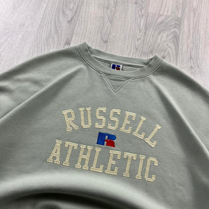 VINTAGE Y2K RUSSELL ATHLETIC SPELL OUT SWEATSHIRT PASTEL GREEN