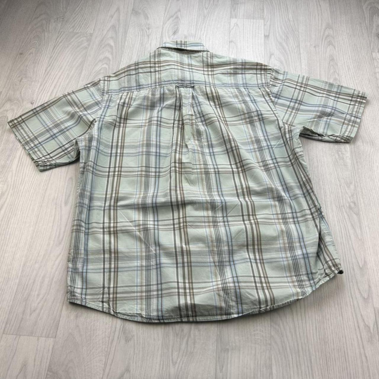 VINTAGE 00s JAMES PRINGLE CHECKERED SHORT SLEEVE BUTTON UP SHIRT LIGHT BLUE