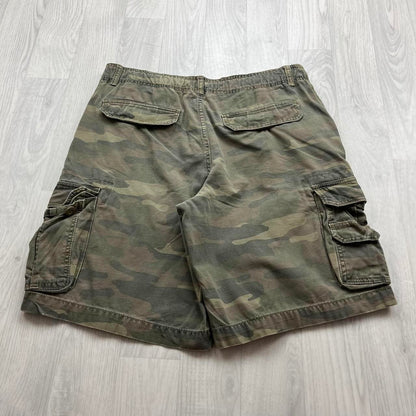 VINTAGE Y2K FADED GLORY BAGGY CAMO CARGO SHORTS KHAKI