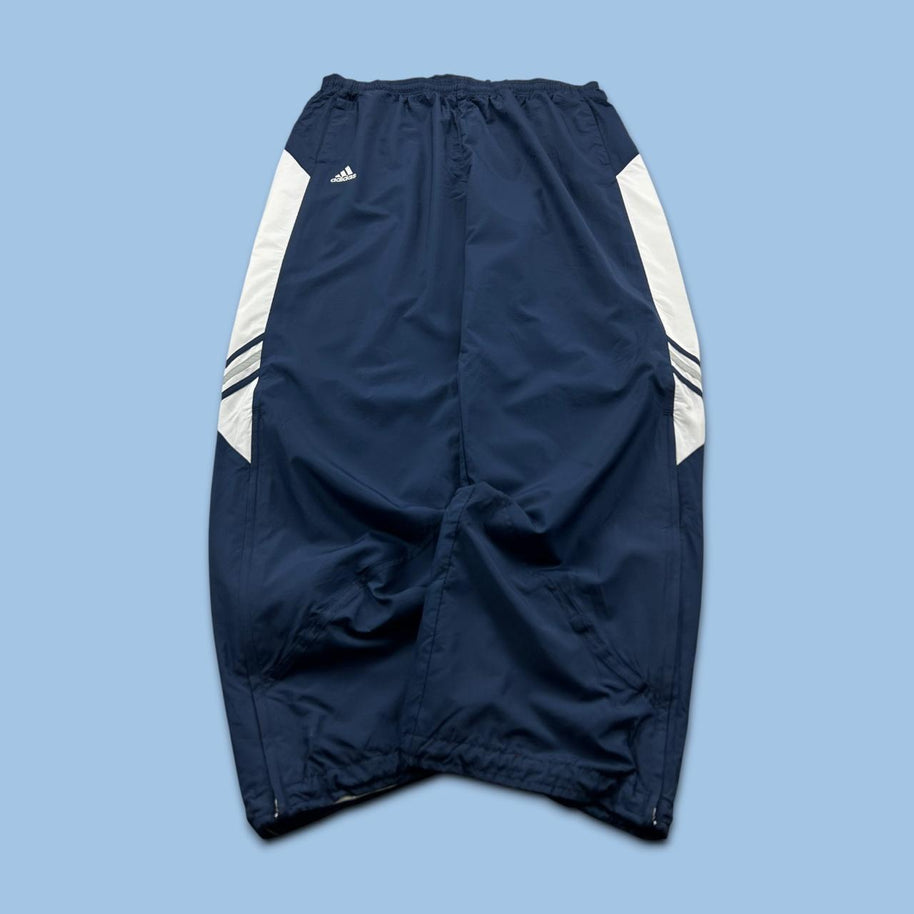 VINTAGE Y2K ADIDAS SIDE STRIPE BAGGY TRACKSUIT BOTTOMS NAVY
