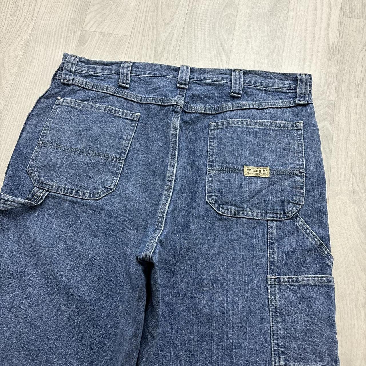 VINTAGE 00s WRANGLER BAGGY LOOSE CARPENTER JORTS BLUE