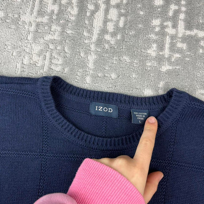 VINTAGE Y2K IZOD LIGHT KNITTED JUMPER NAVY