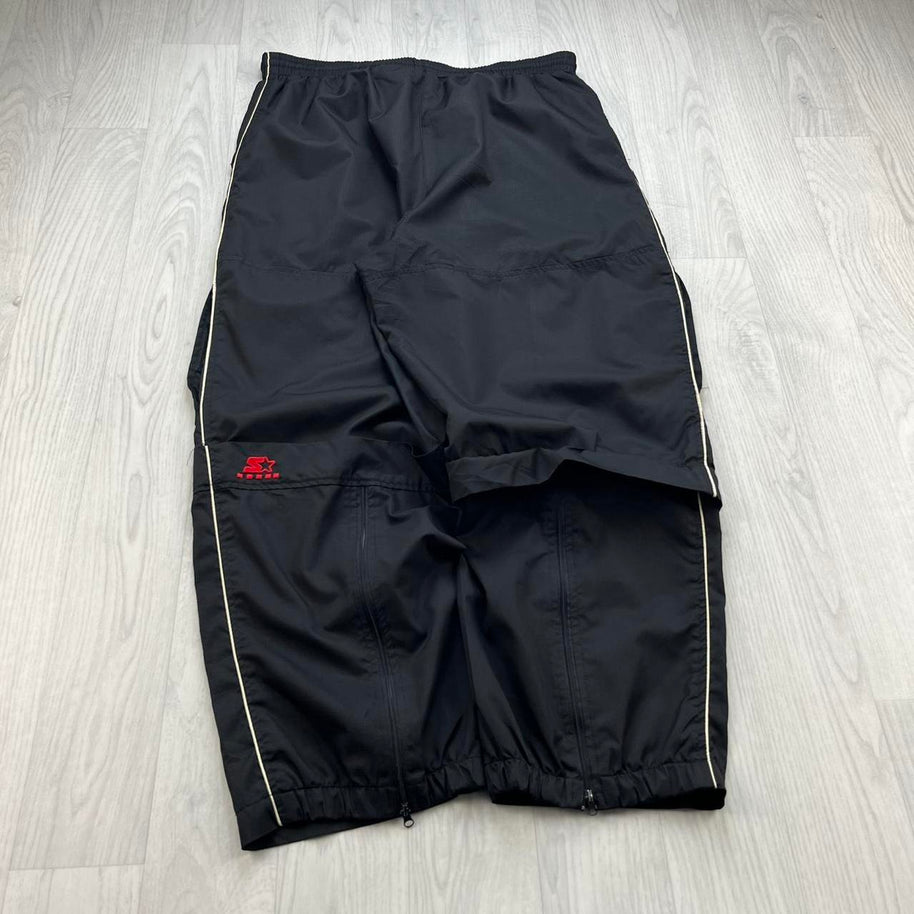 VINTAGE Y2K STARTER BAGGY TRACKSUIT BOTTOMS BLACK