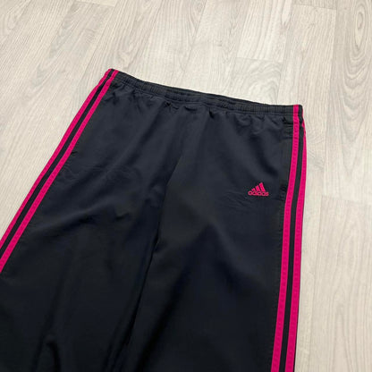 VINTAGE Y2K ADIDAS SIDE STRIPE BAGGY TRACKSUIT BOTTOMS BLACK PINK (M Ws)