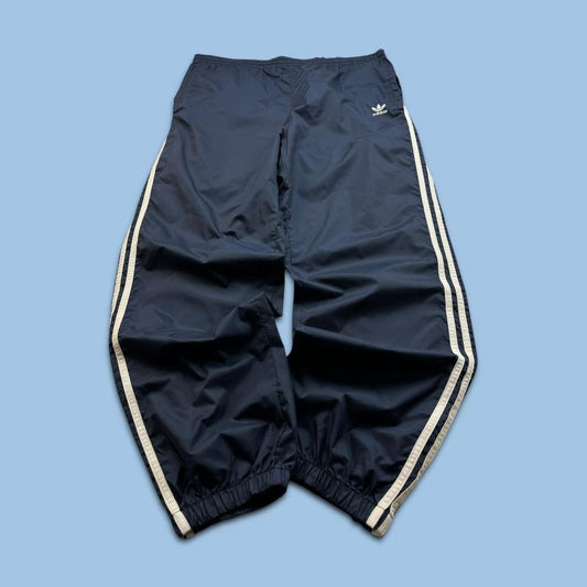 VINTAGE 90s ADIDAS BAGGY SHELL TRACKSUIT BOTTOMS NAVY