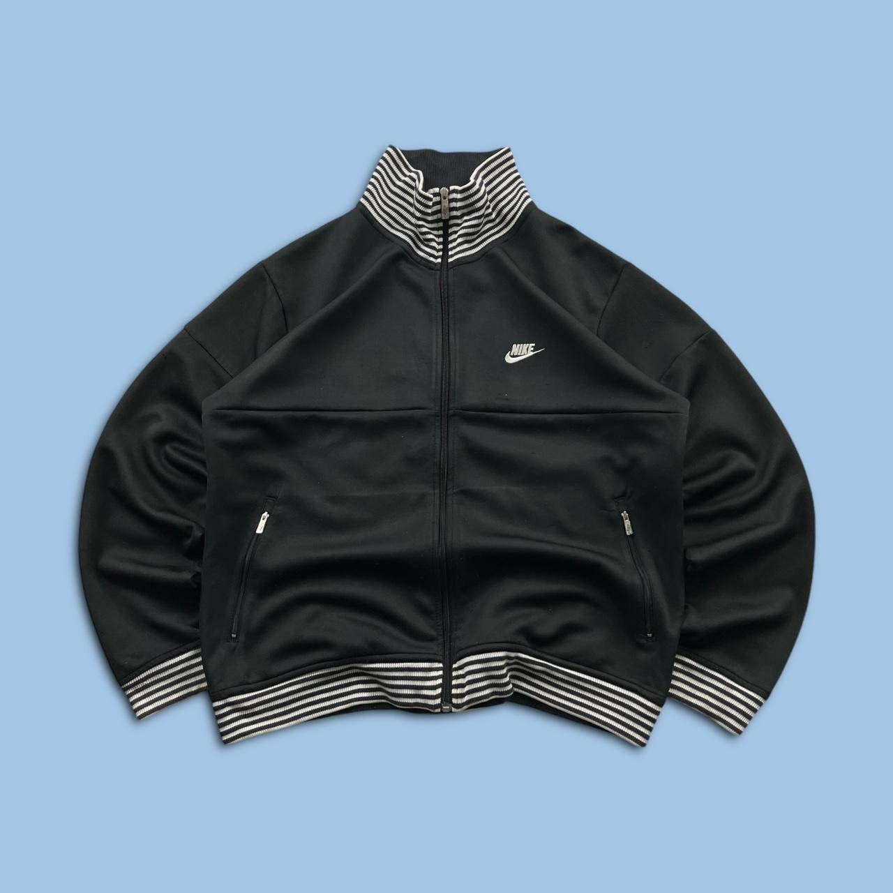 VINTAGE Y2K NIKE TRACK JACKET BLACK WHITE