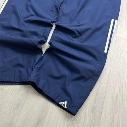VINTAGE Y2K ADIDAS SIDE STRIPE BAGGY TRACKSUIT BOTTOMS NAVY