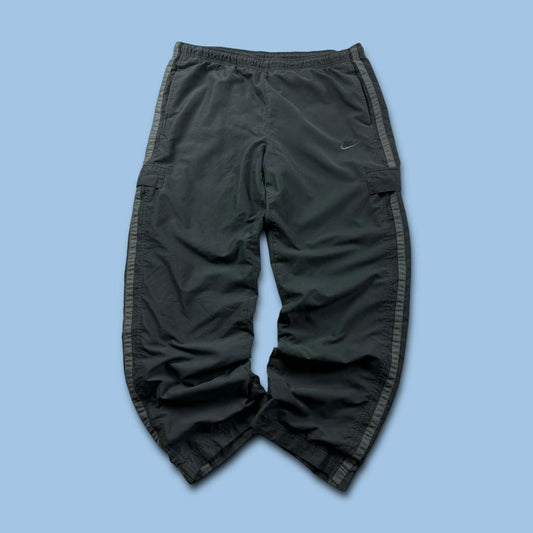 VINTAGE Y2K NIKE CARGO BAGGY TRACKSUIT BOTTOMS BLACK / GREY