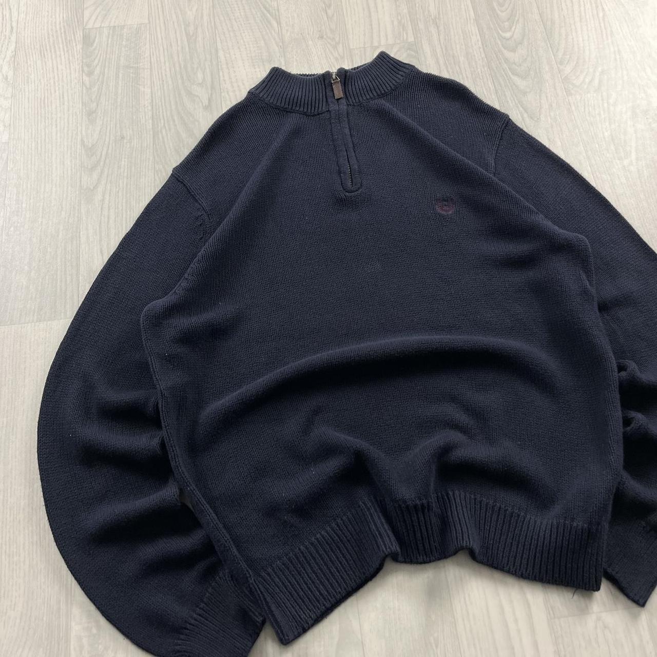 VINTAGE Y2K CHAPS CHUNKY QUARTER ZIP KNITTED JUMPER NAVY