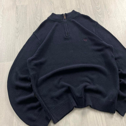 VINTAGE Y2K CHAPS CHUNKY QUARTER ZIP KNITTED JUMPER NAVY