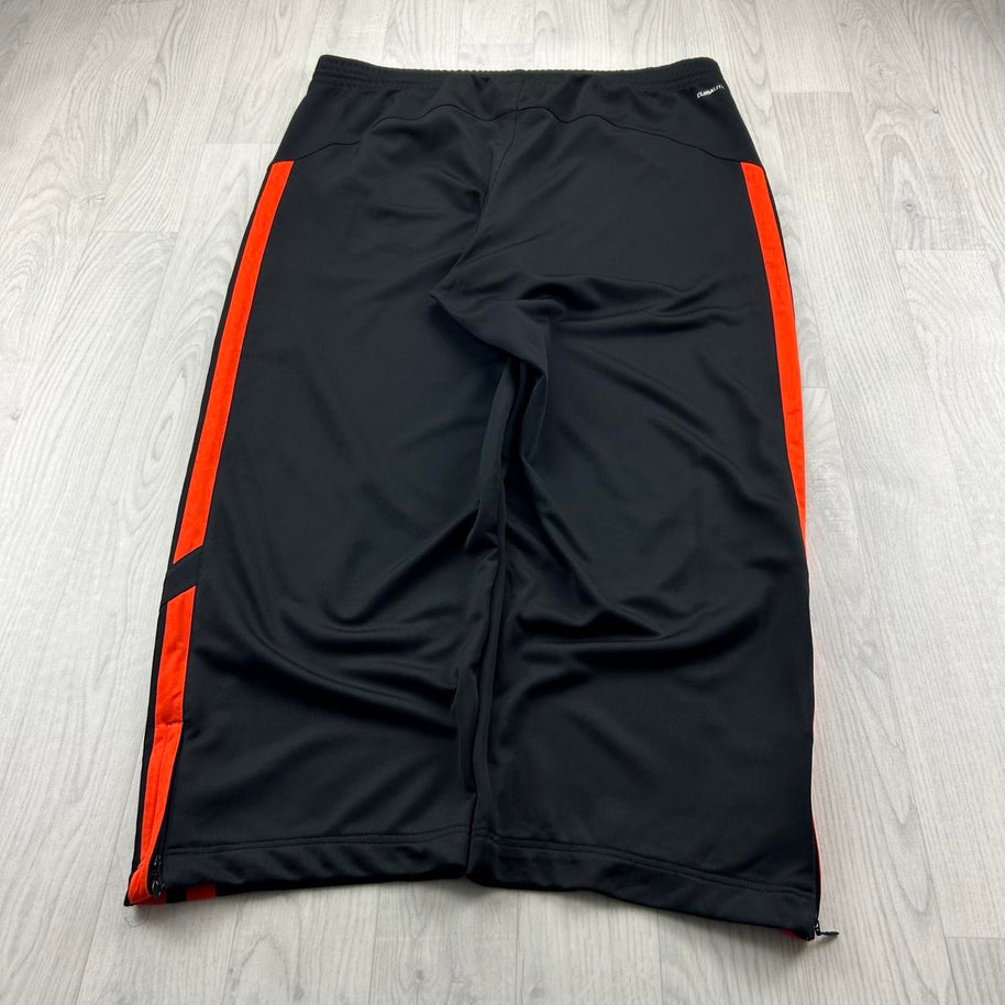 VINTAGE Y2K ADIDAS SIDE STRIPE WIDE LEG TRACKSUIT BOTTOMS BLACK