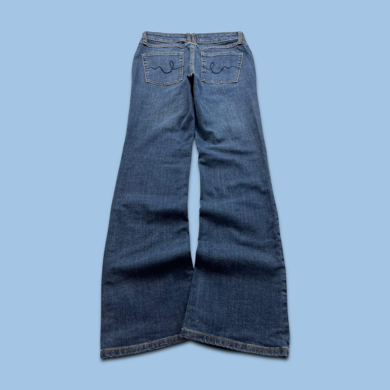 VINTAGE Y2K REFORM LOW RISE EMBROIDERED SLIM BOOTCUT JEANS NAVY BLUE