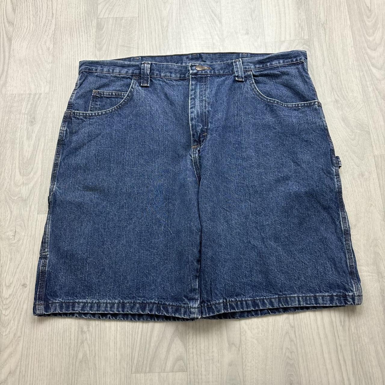 VINTAGE 00s WRANGLER BAGGY LOOSE CARPENTER JORTS BLUE