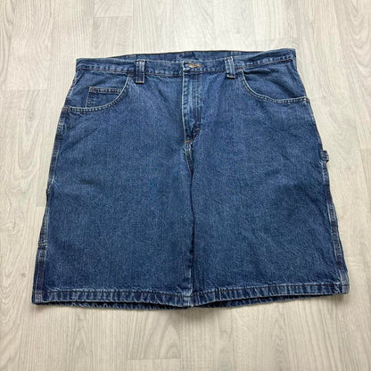 VINTAGE 00s WRANGLER BAGGY LOOSE CARPENTER JORTS BLUE